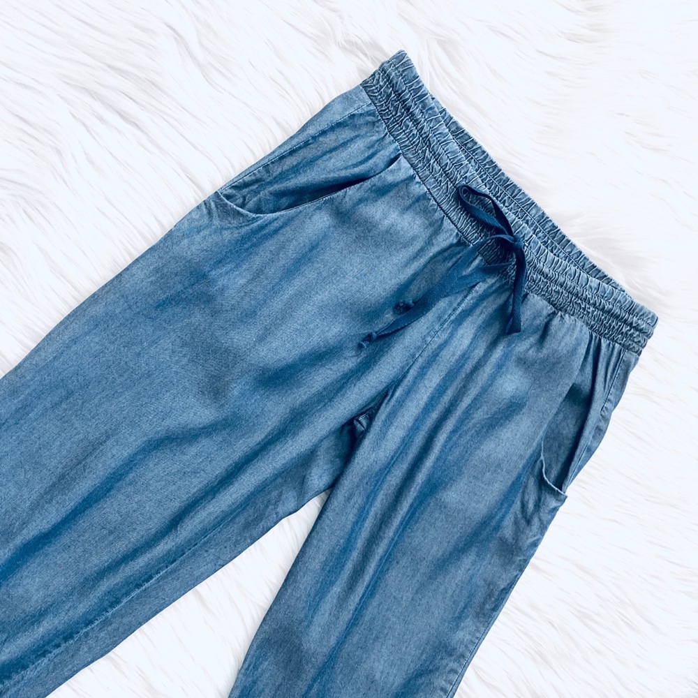 Anthropologie Cloth & Stone Blue Tencel Joggers - Picture 3 of 10